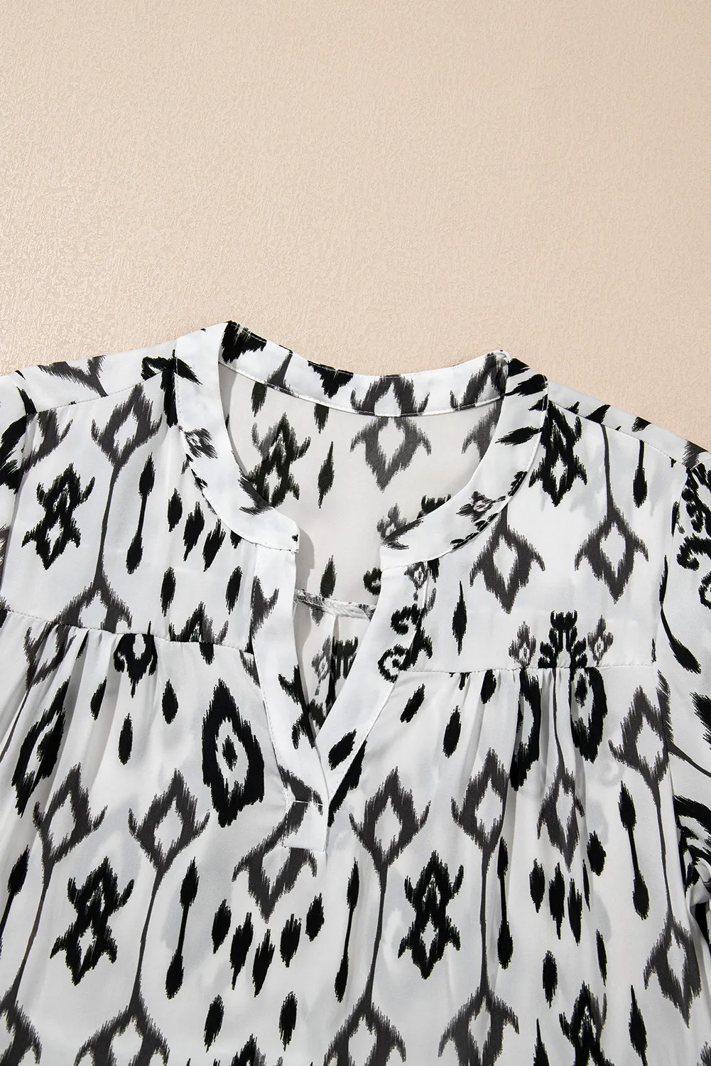 Tiered Printed Notched Long Sleeve Midi Dress, image 3