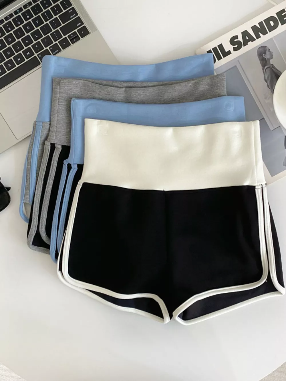 High Waist Contrast Trim Shorts, image 8