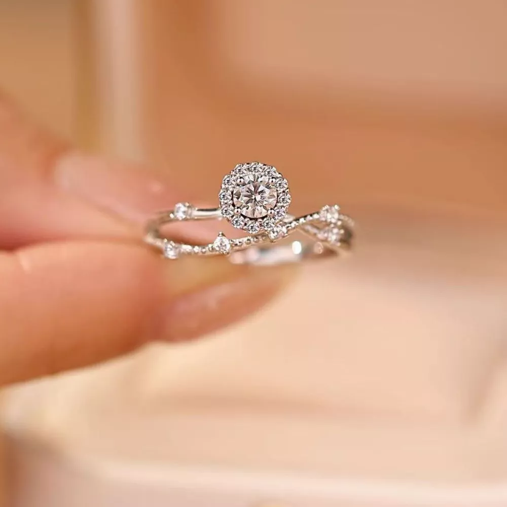 1 Carat 925 Sterling Silver Moissanite Layered Ring, image 5