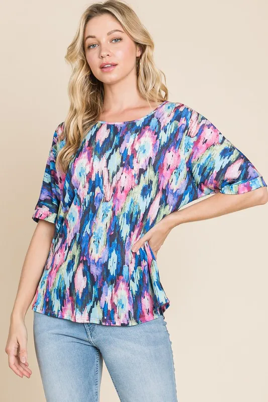 Lightweight Contrast Round Neck Short Sleeve T-Shirt, image 2