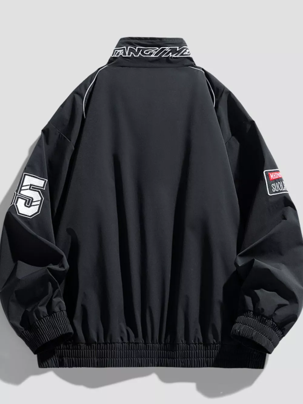 Men's Plus Size Racing-Inspired Zip Up Jacket, image 6