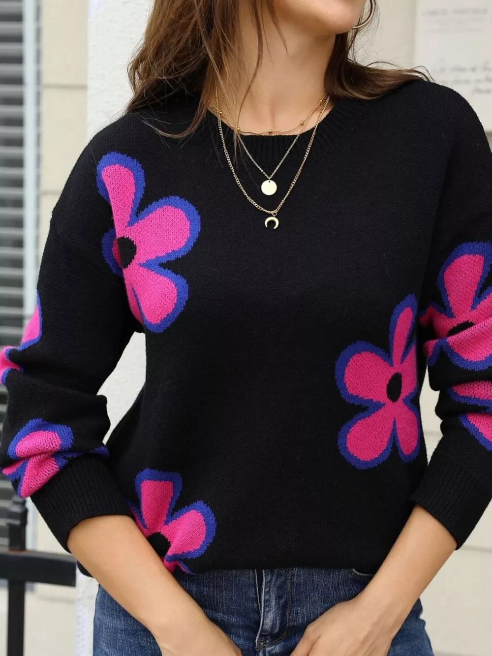 Floral Crew Neck Sweater, image 7