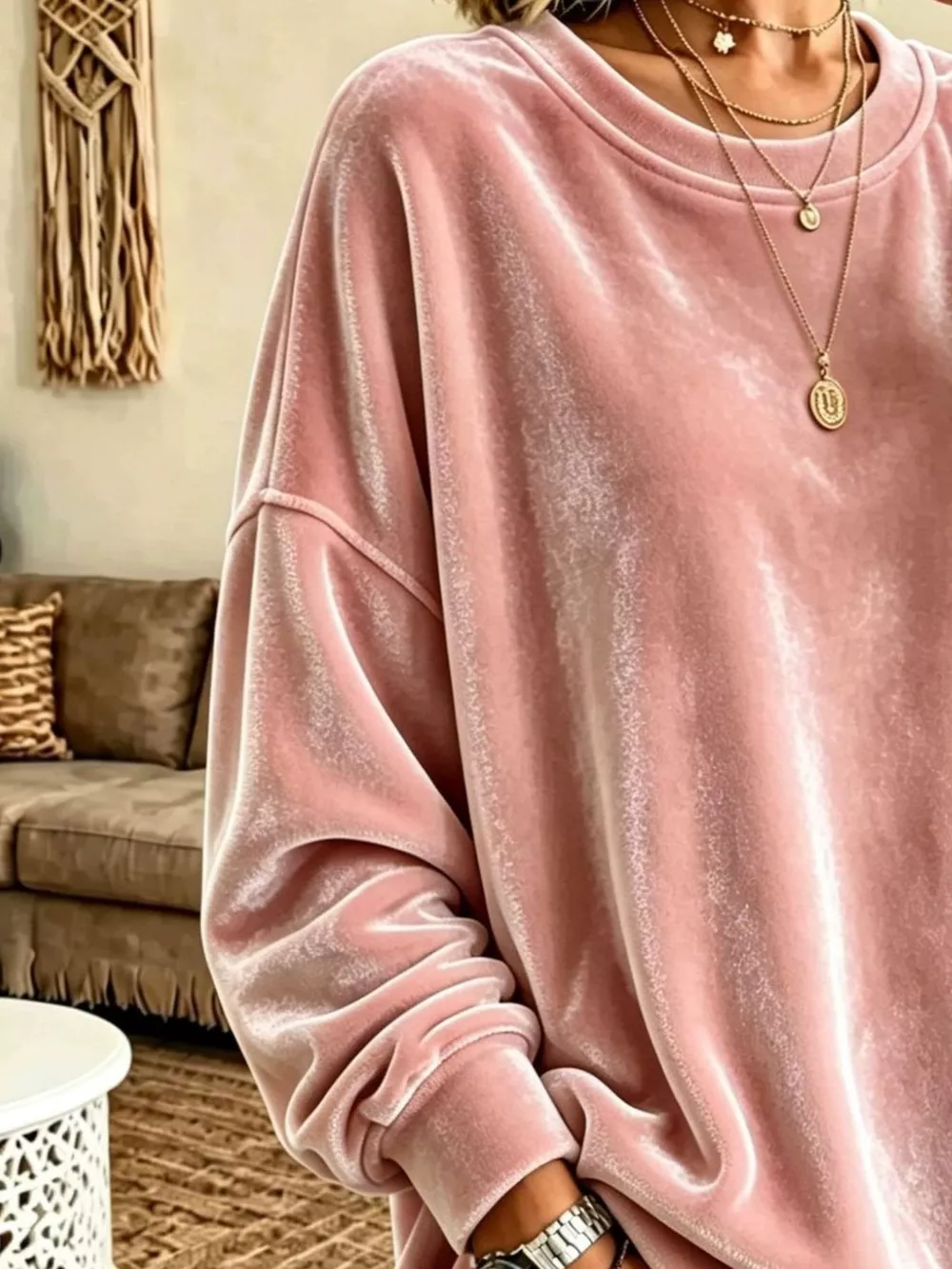 Full Size Solid Color Crew Neck Sweatshirt Plus Size, image 18