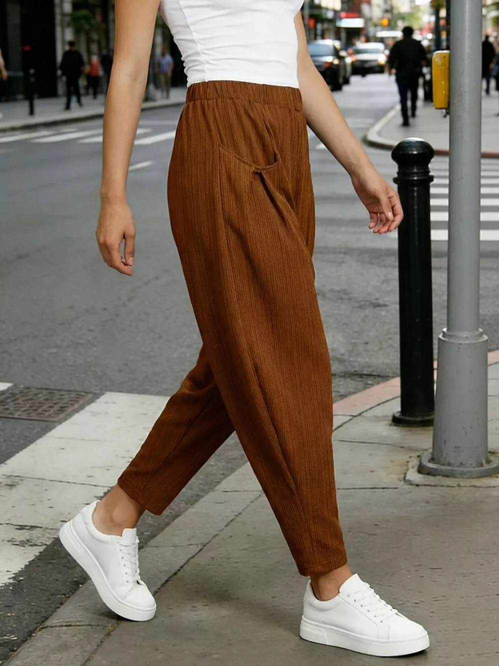 Plus Size Casual Elastic Waist Harem Pants, image 9