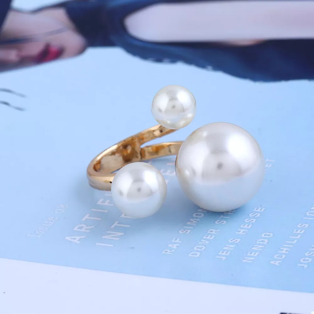 18K Gold-Plated Pearl Open Ring, image 2