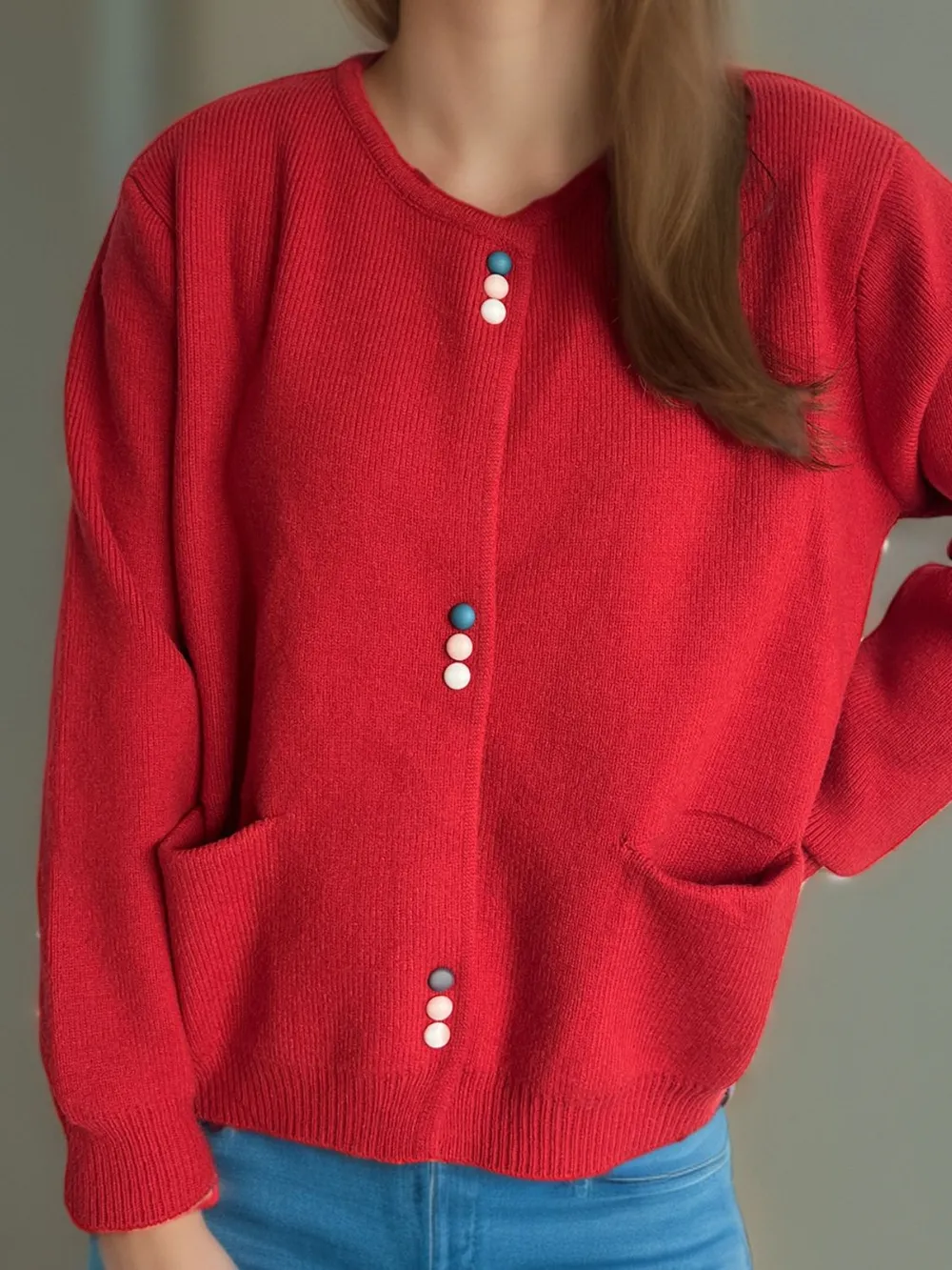 Button Down Long Sleeve Cardigan with Pockets, image 4