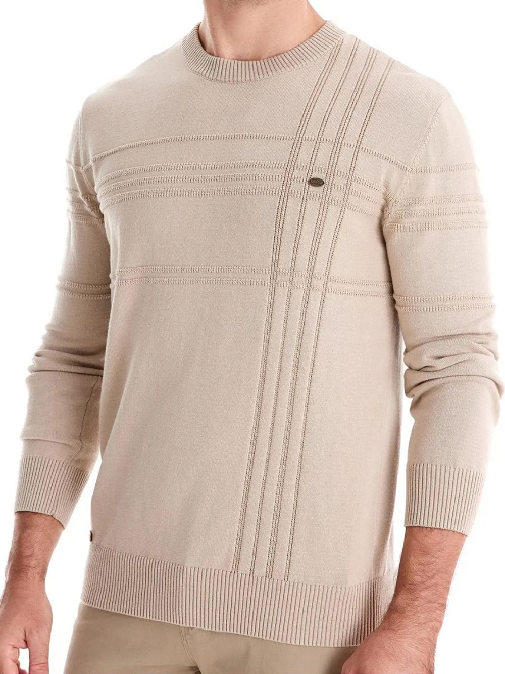Men's Round Neck Striped Sweater, image 3