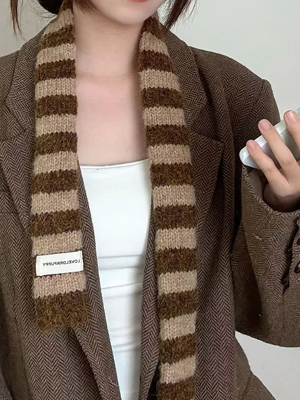 Striped Knitted Warm Scarf, image 2