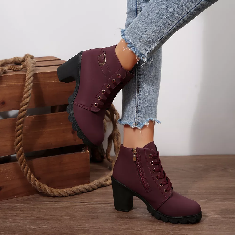 Lace Up Block Heels Boots, image 13