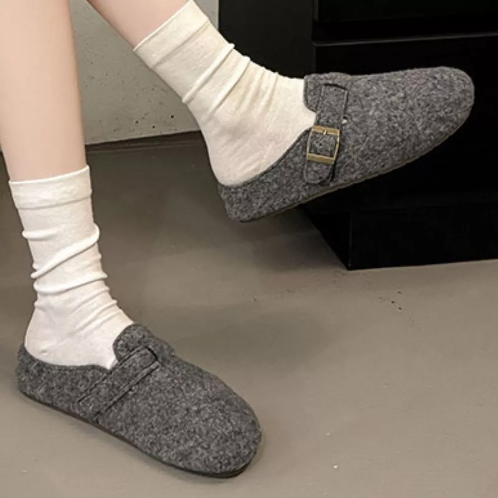 Buckle Decor Round Toe Slippers, image 5
