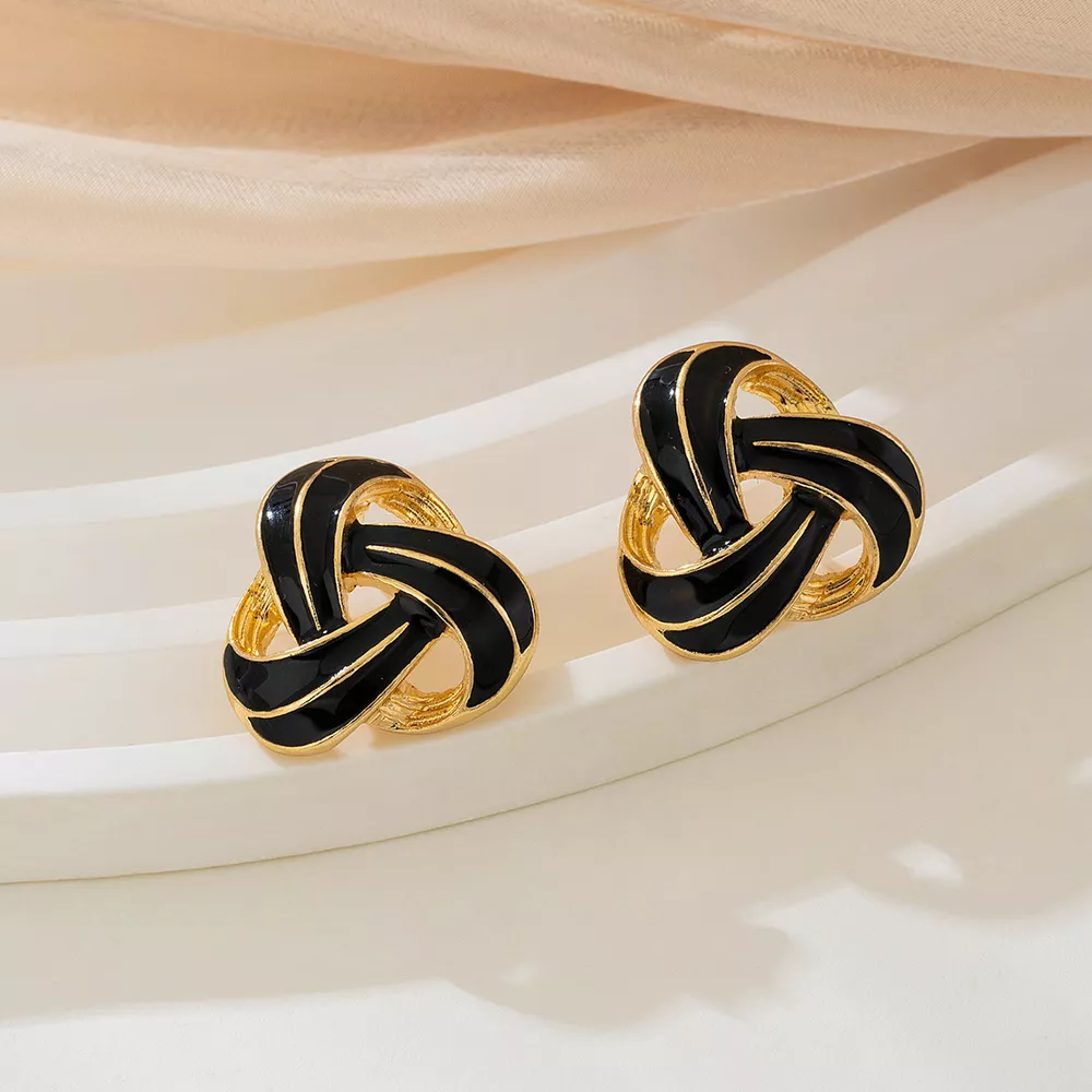 Twisted Knot Geometric Stud Earrings, image 2