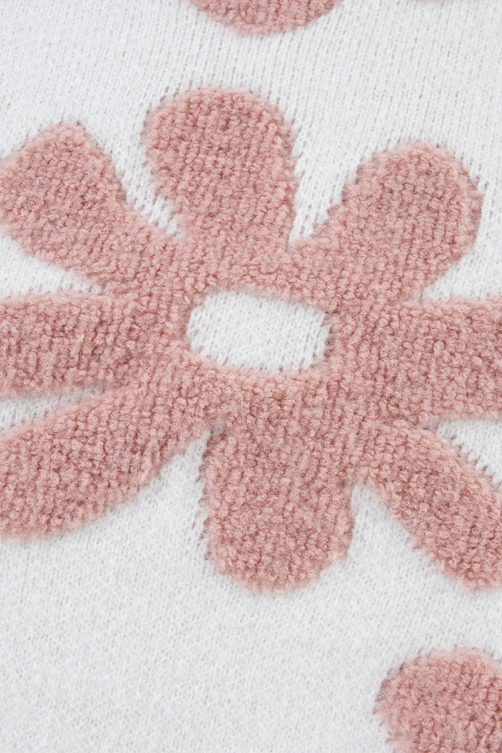 Flower Round Neck Long Sleeve Knit Top, image 3