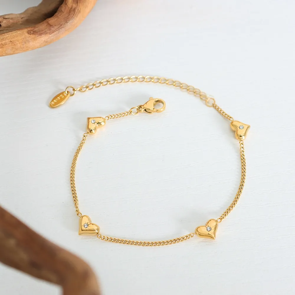 Titanium Steel Zircon Heart Bracelet, image 3