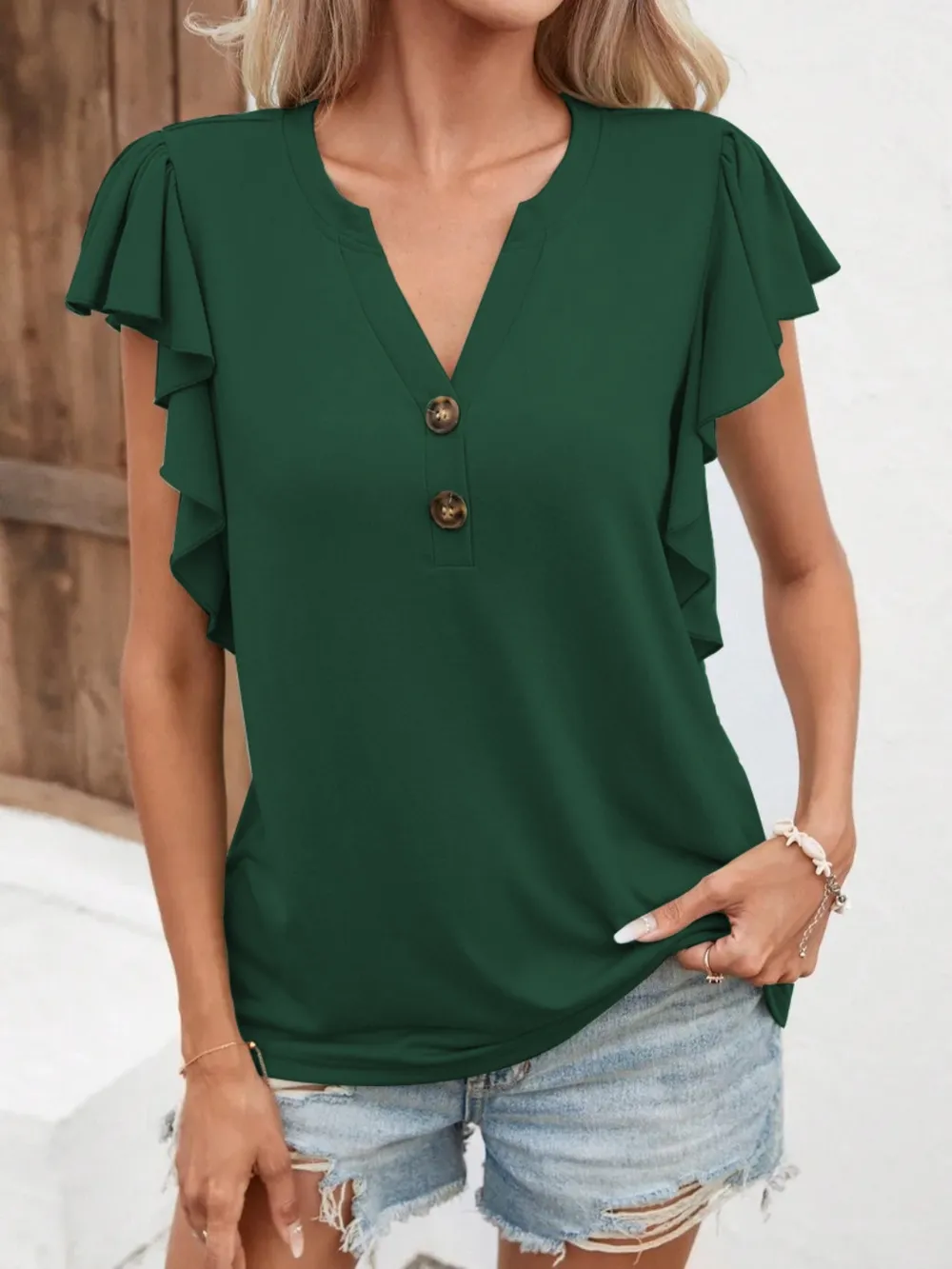 Notched Cap Sleeve T-Shirt, image 16
