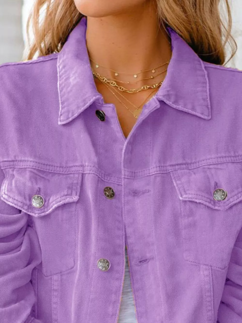 Button Up Long Sleeve Denim Jacket, image 4