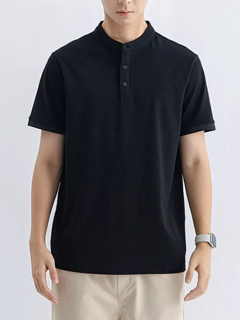Men's Plus Size Button Detail Short Sleeve T-Shirt, image 8