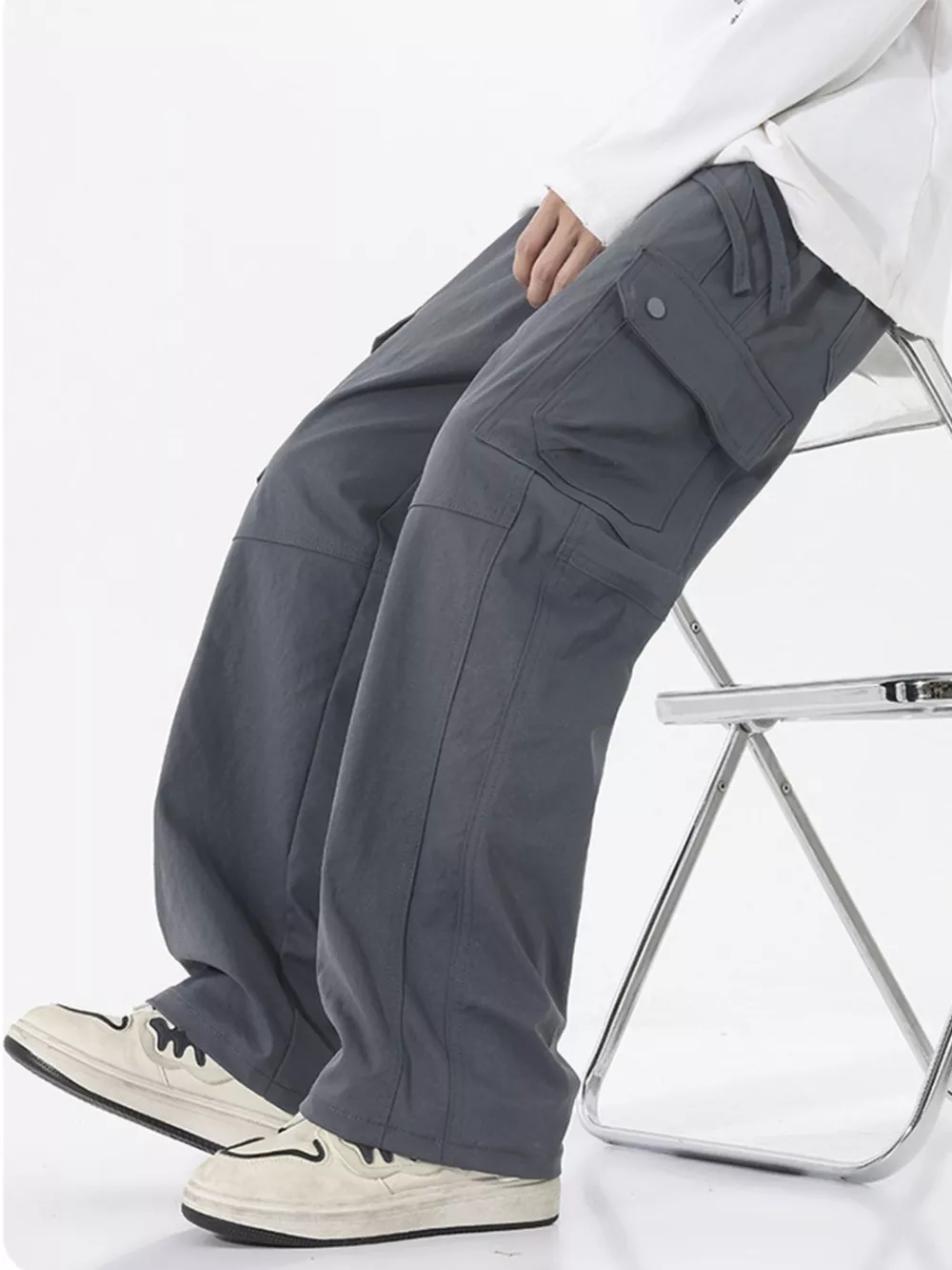 Men's Full Size Drawstring Cargo Wide Leg Pants Plus Size, image 3