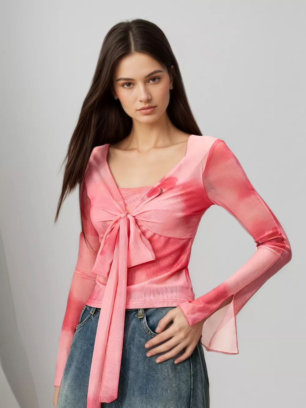 Tie-Front Tie-Dye Top, image 2