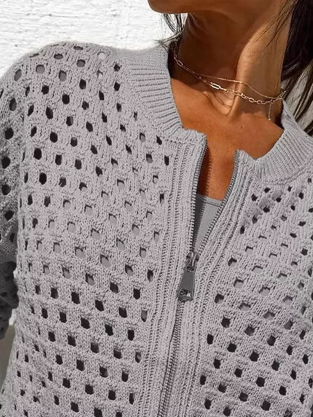 Full Size Crochet Knit Zip-Up Cardigan Plus Size, image 20