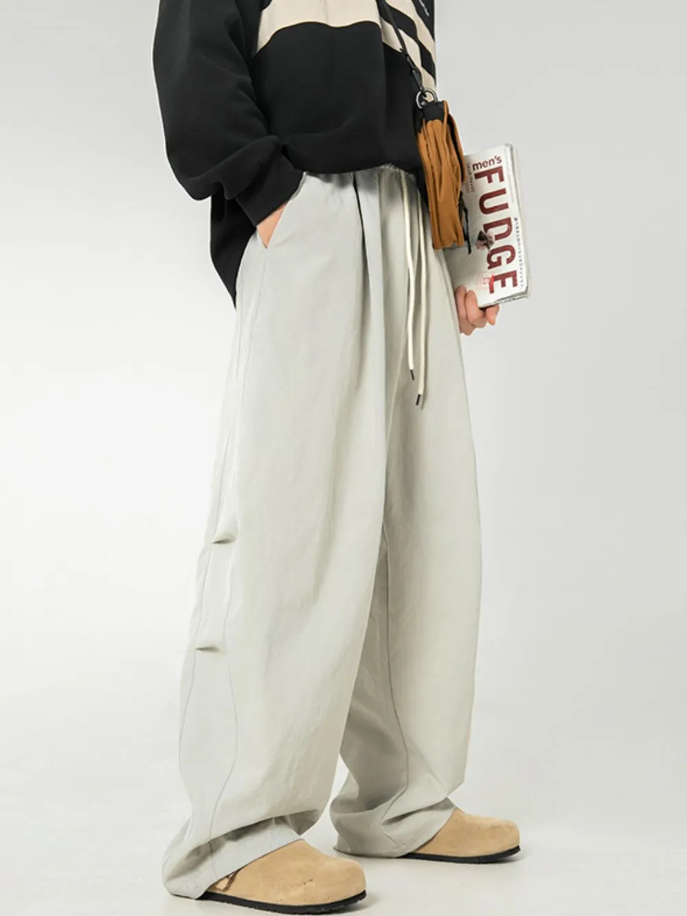 Men's Side Ruched Wide Leg Pants, image 3
