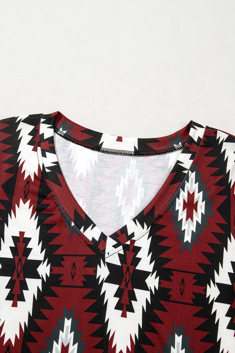 Aztec Print V-Neck Midi Dress, image 3