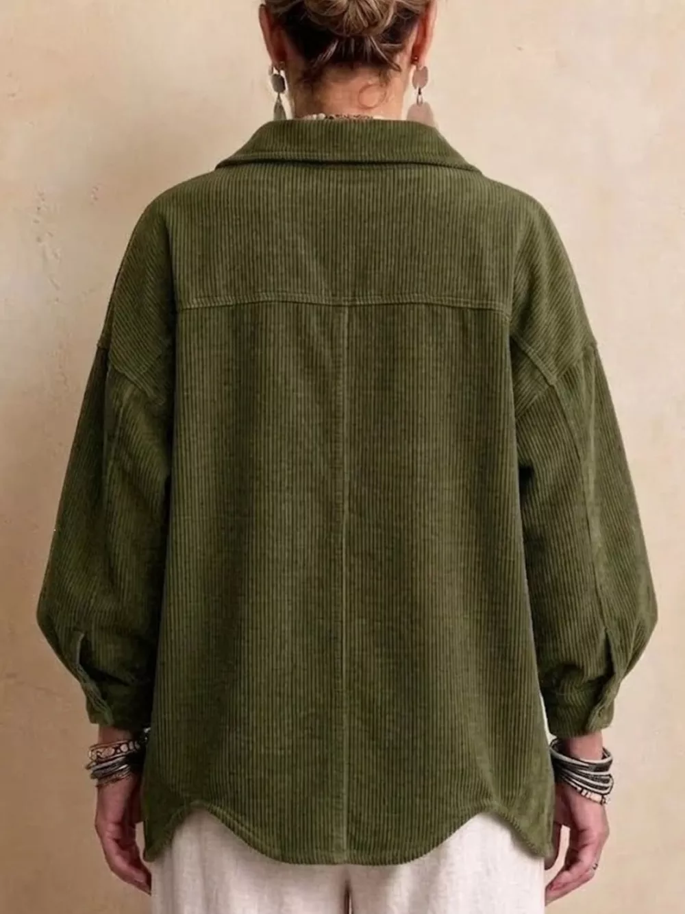 Full Size Corduroy Button-Down Jacket Plus Size, image 2