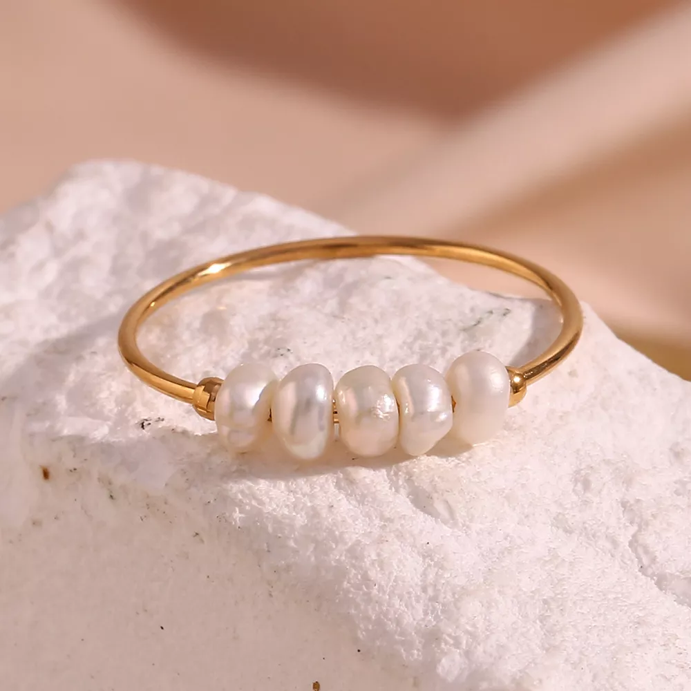 18K Gold-Plated Baroque Pearl Ring, image 9