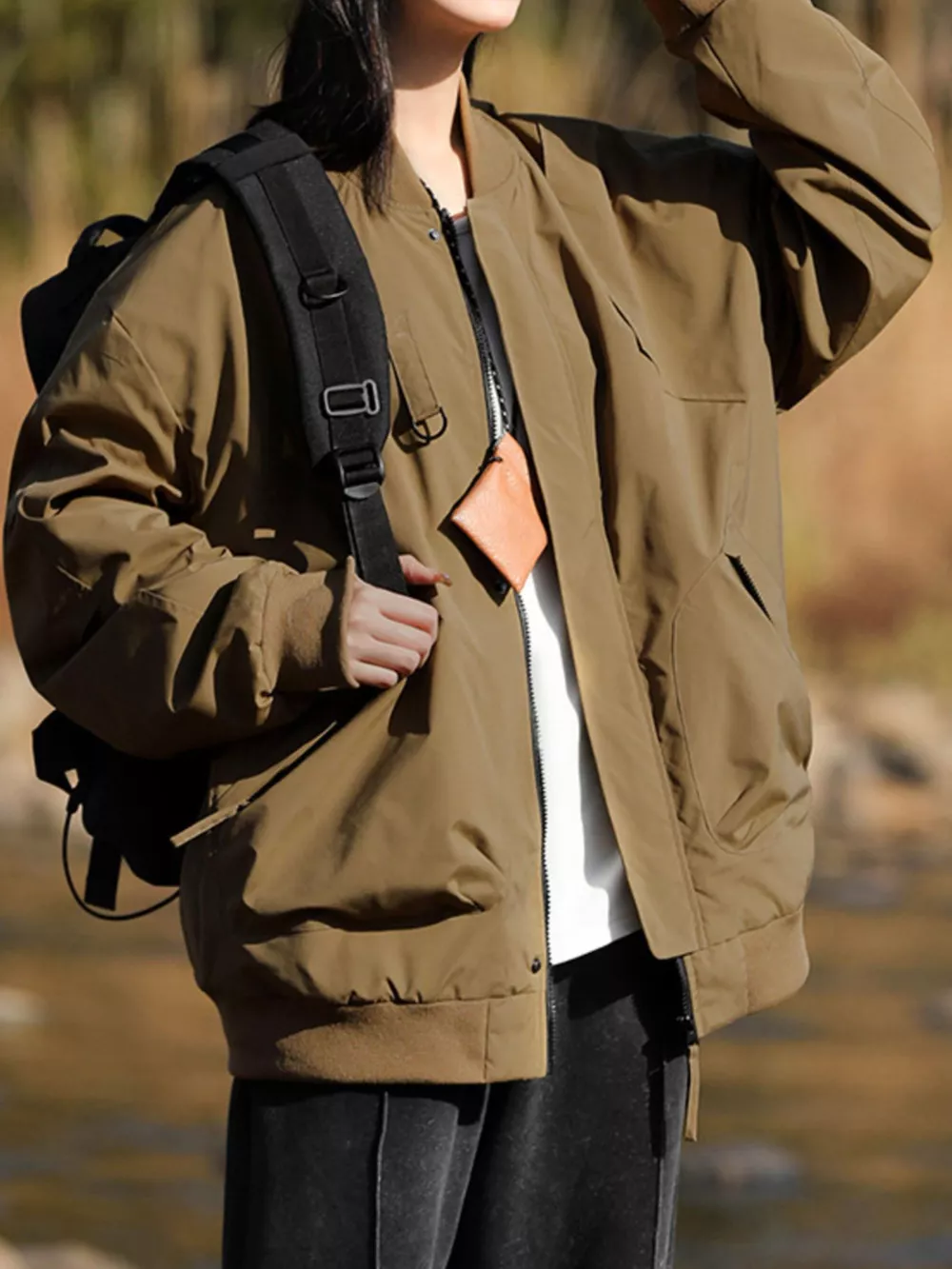 Men's Plus Size Casual Loose Fit Zip Up Jacket, image 3