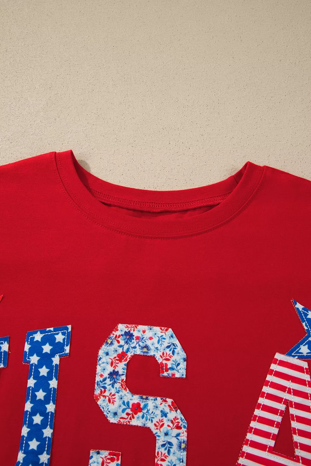 Patriotic USA Slogan Patch Embroidery Short Sleeve T Shirt, image 5