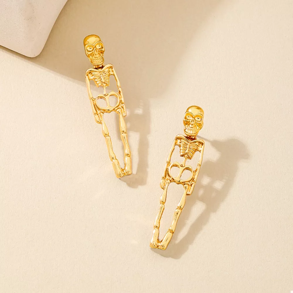 Halloween 18K Gold-Plated Skeleton Earrings, image 4