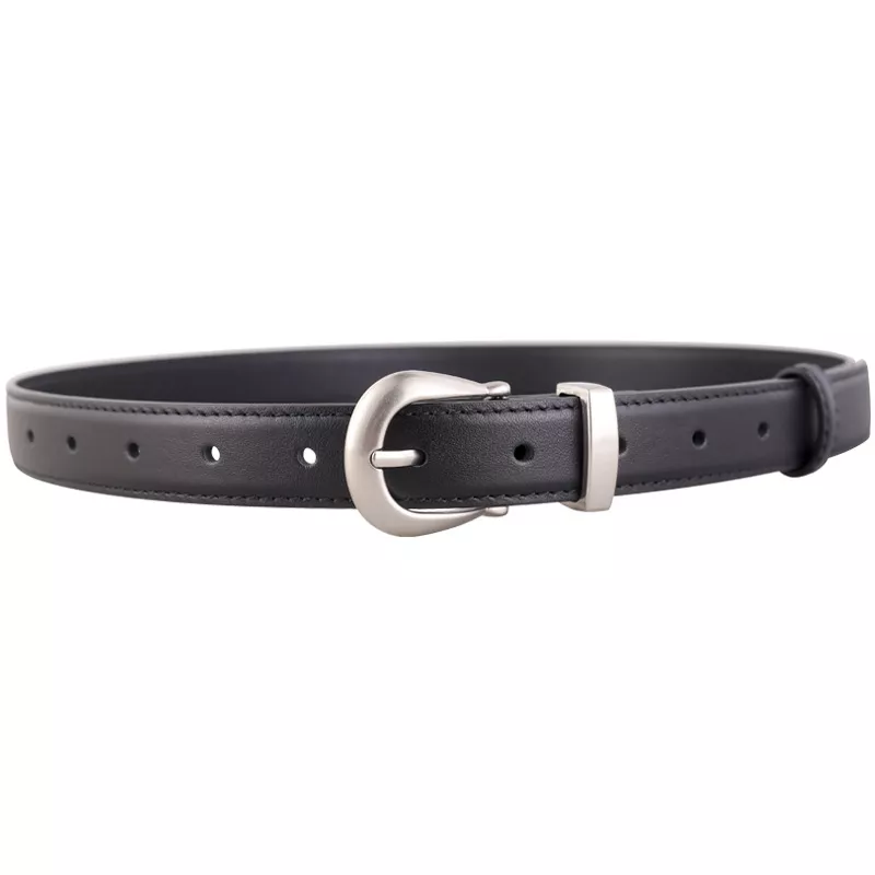 Classic Leather Belt with Silver Buckle, image 3