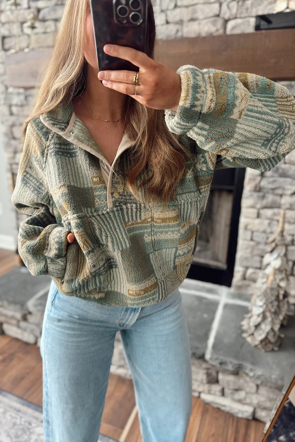 Western Print Fleece Long Sleeve Casual Fit Sweatshirt, image 3