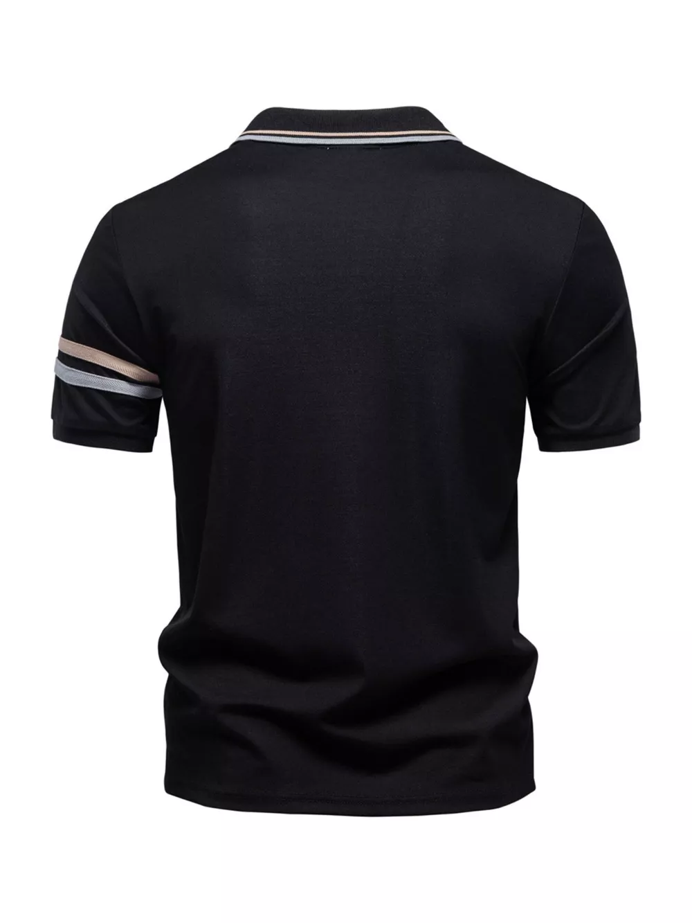 Men's Zippered Collar Polo with Striped, image 6