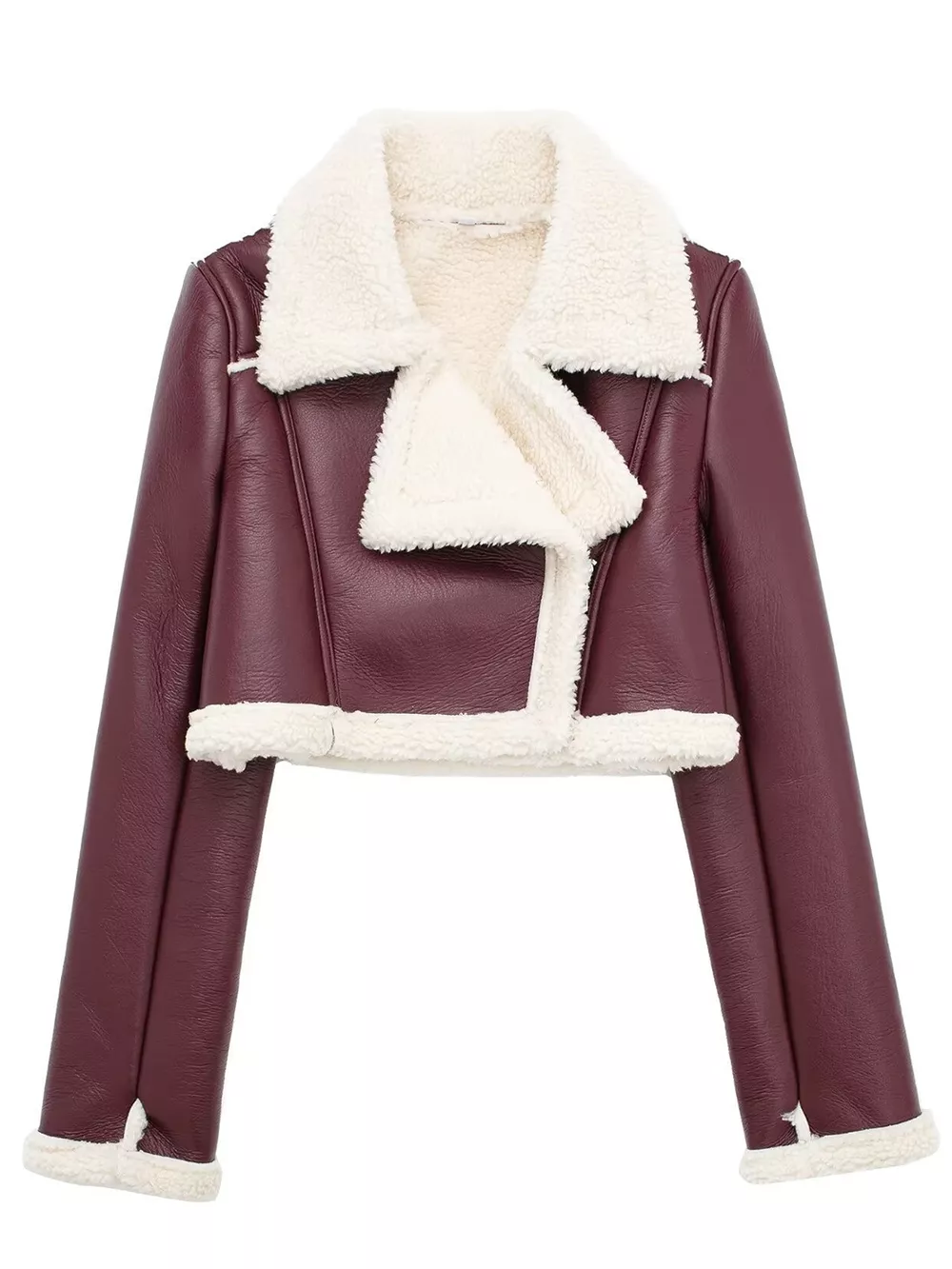 Collared Neck Long Sleeve Plush Cropped Jacket, image 23