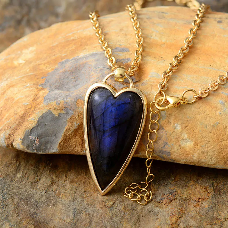 Copper Labradorite Heart Shape Necklace, image 3