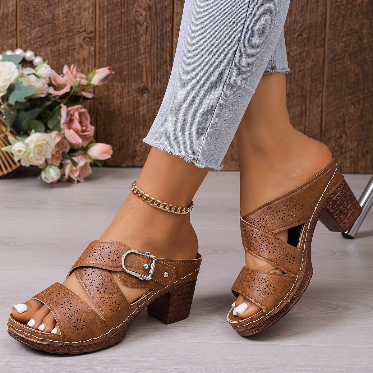 Open Toe Block Heels Sandals, image 3