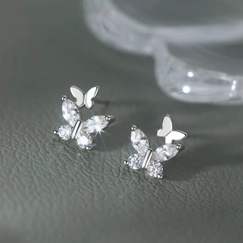 925 Sterling Silver Butterfly Stud Earrings, image 2
