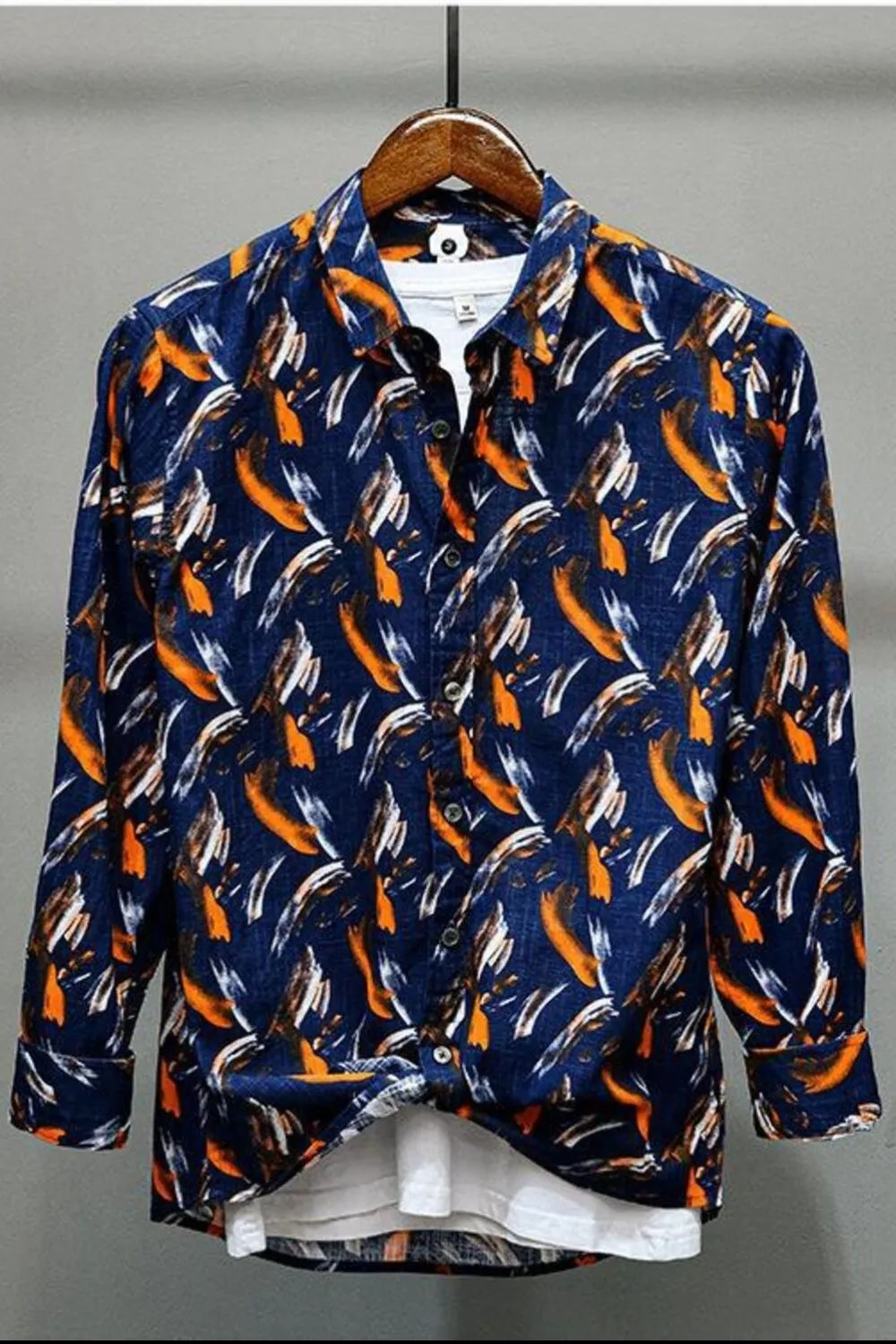 Men's Printed Button Up Long Sleeve Shirt, image 2