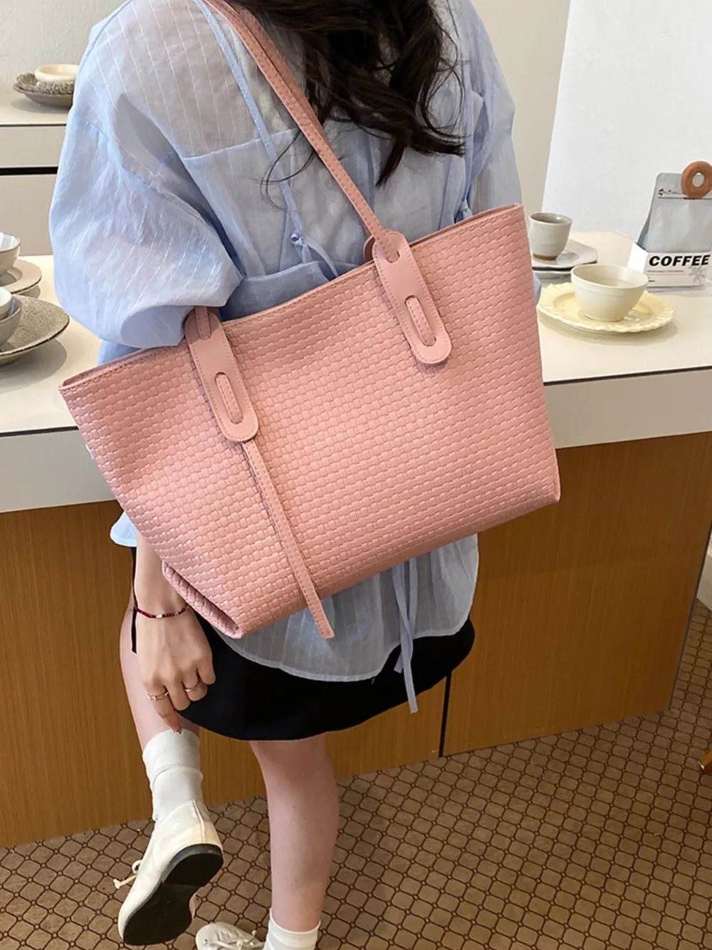 Leather Texture Tote Bag, image 5