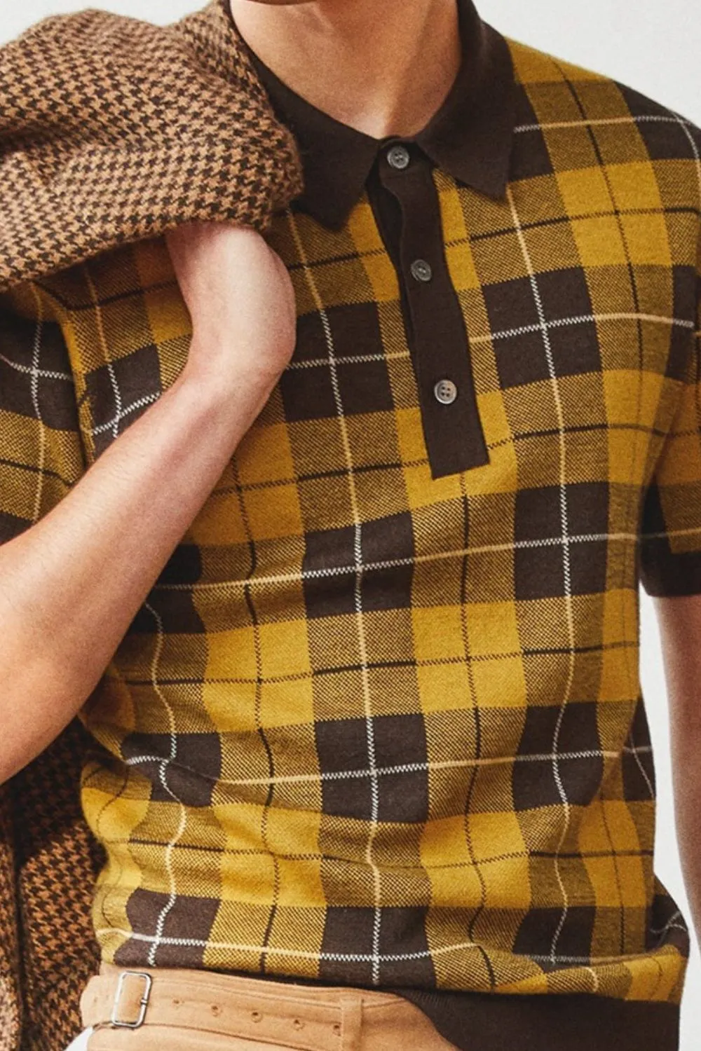 Men's Plus Size Plaid Short Sleeve Polo, image 3