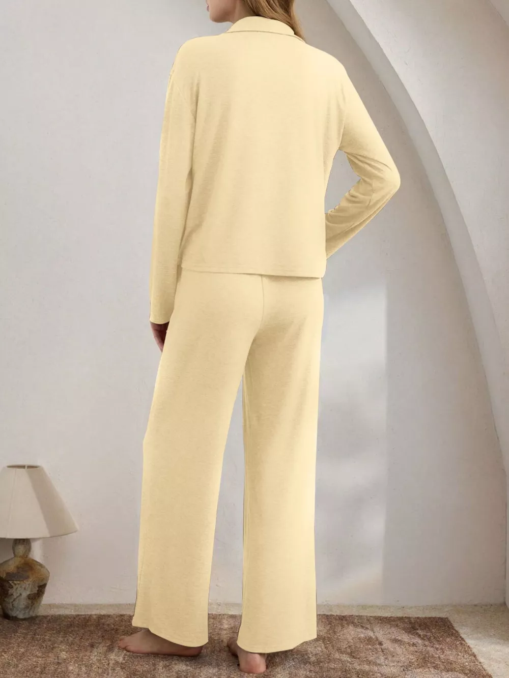 Button-Down Top and Wide-Leg Pants Lounge Set, image 8