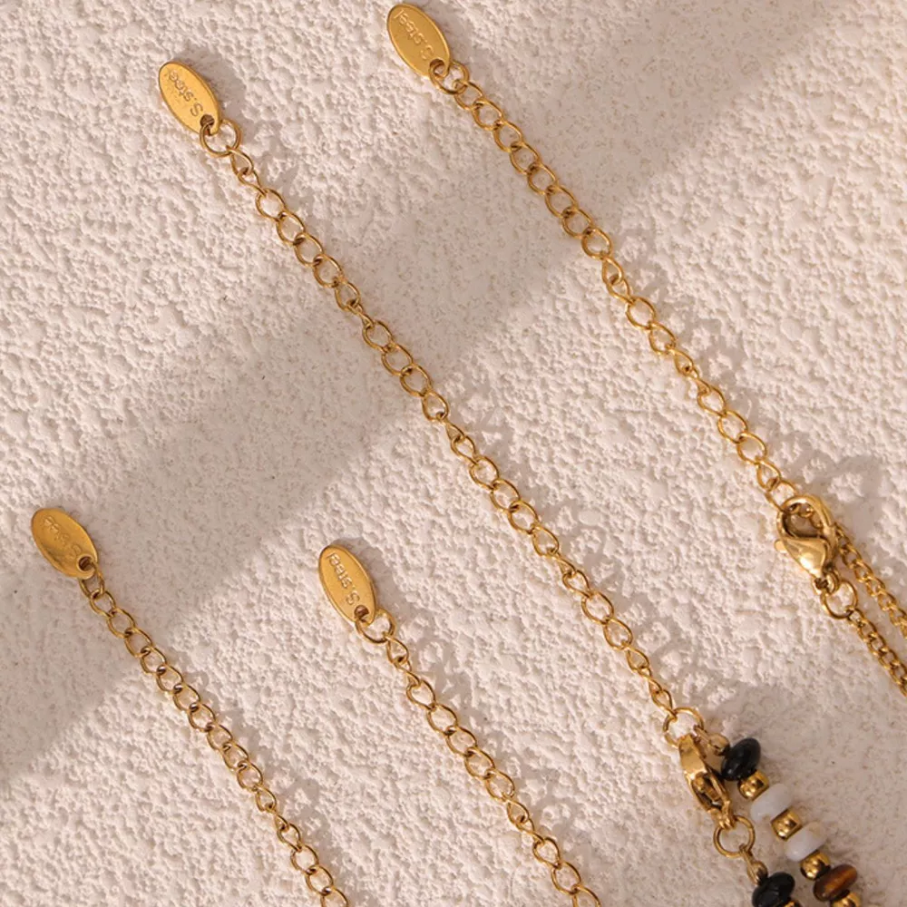 2 Piece Natural Stone and Gold Chain Necklace with Pendant, image 9