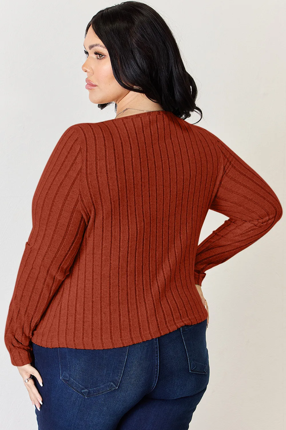 Full Size Ribbed Long Sleeve T-Shirt, image 4