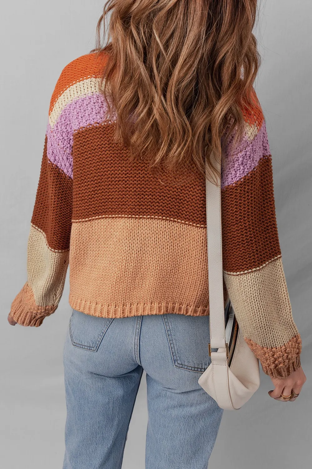 Colorblock Striped Round Neck Sweater, image 2