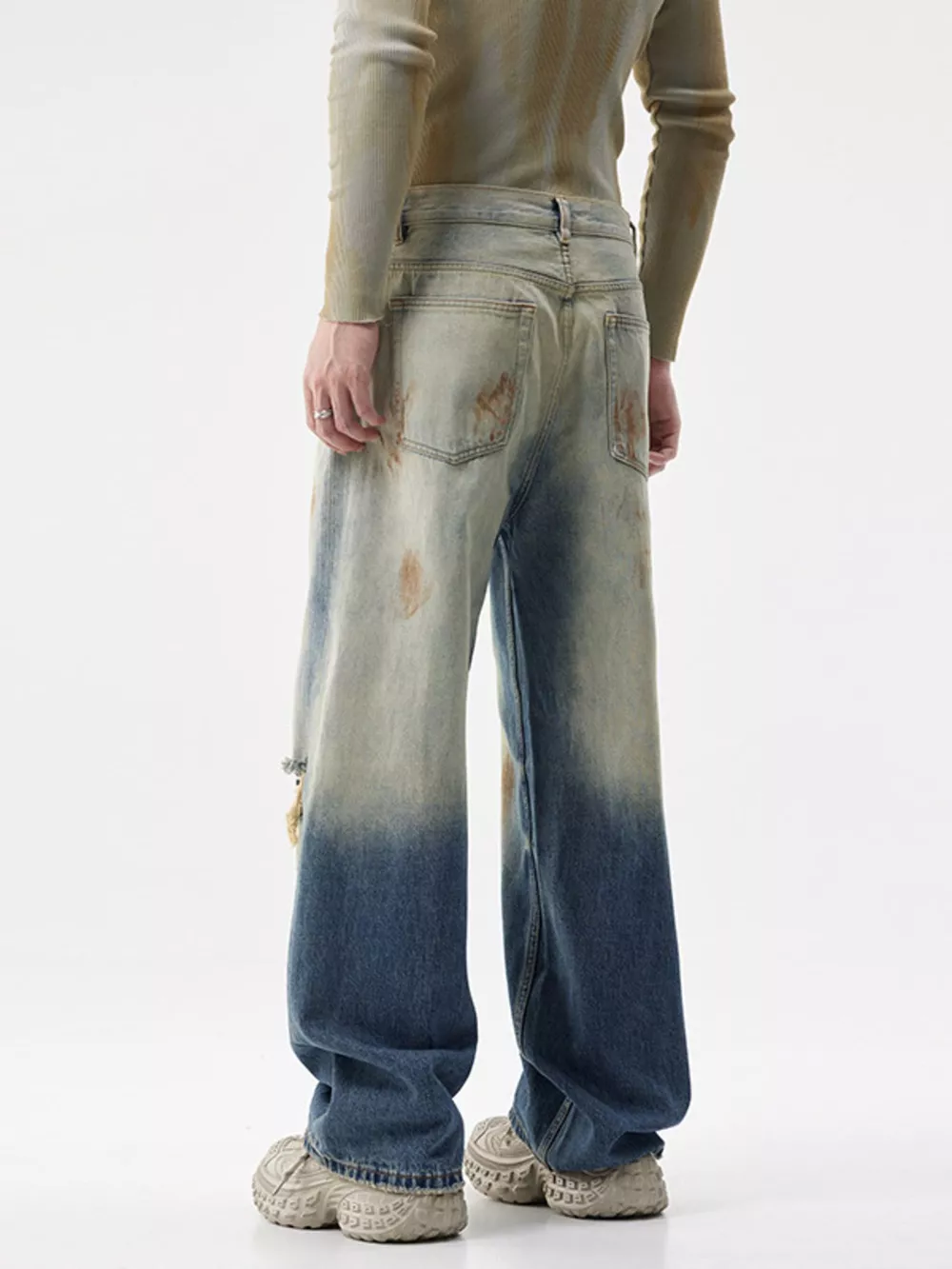 Men's Distressed Wide-Leg Jeans, image 5