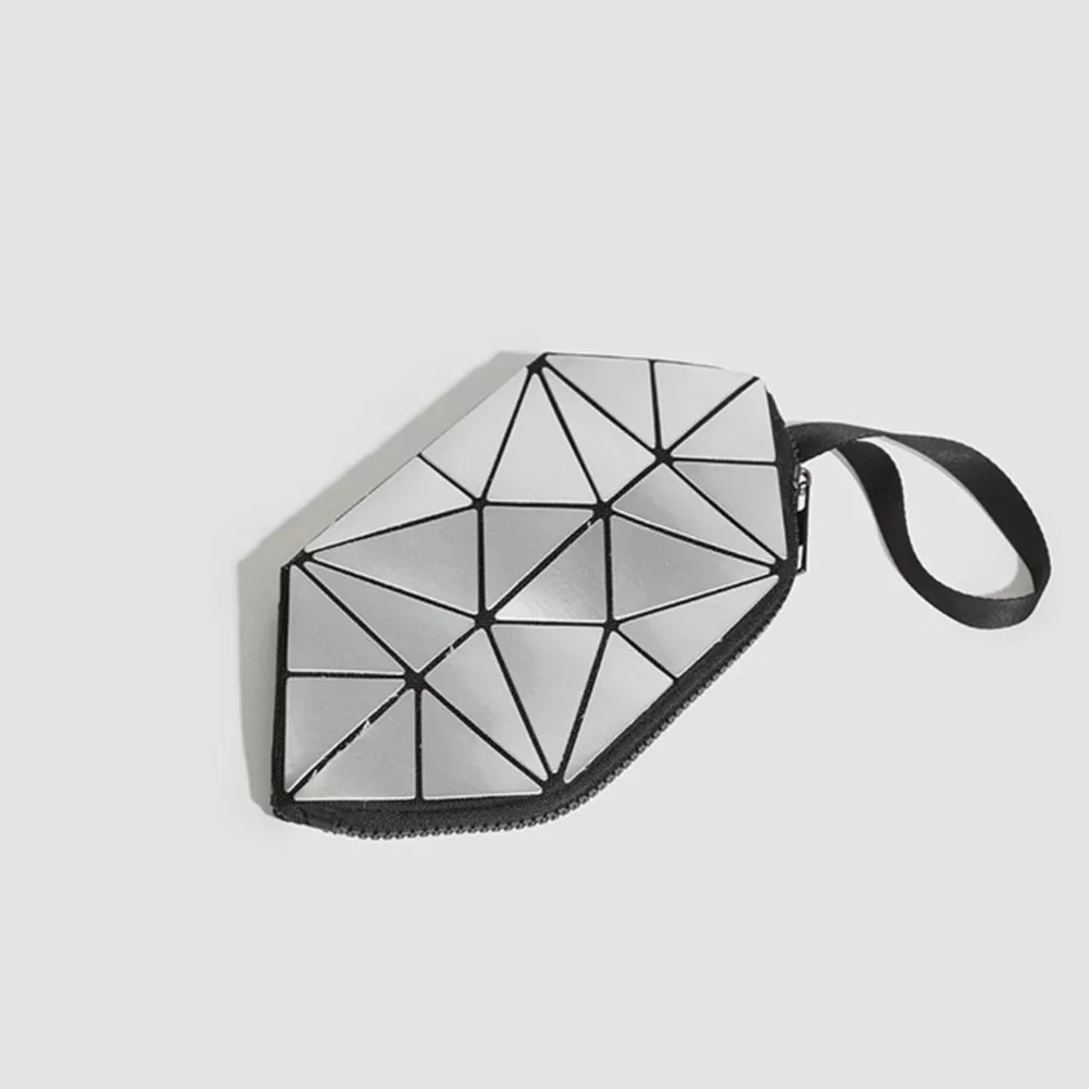Geometric Metallic Silver Clutch with Modern Origami Design, image 2