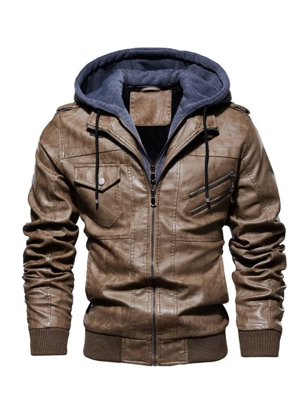 Men's Full Size Zip Up Drawstring Hooded Jacket Plus Size, image 5