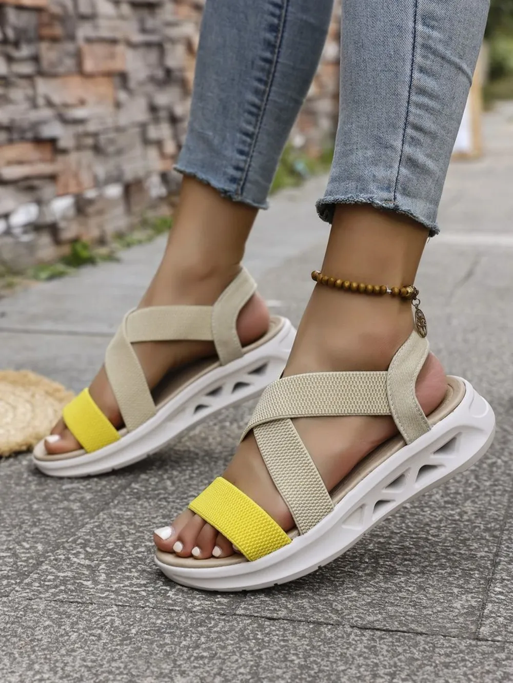 Crisscross Open Toe Platform Sandals, image 5