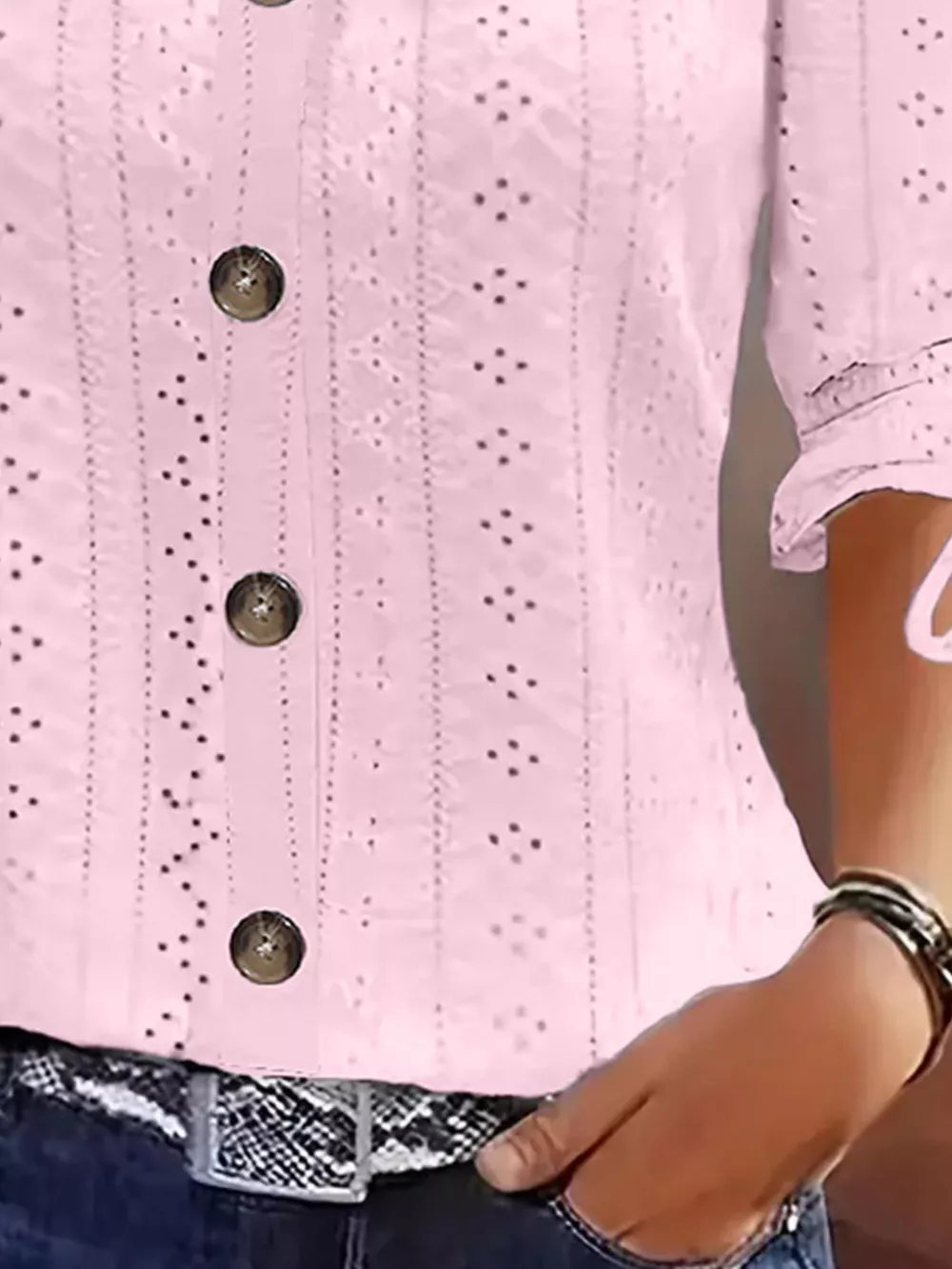 Eyelet Tie-Sleeve Detail Top, image 15