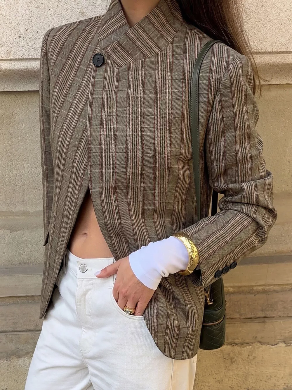 Plaid Single-Button Blazer, image 5